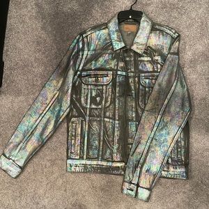 Asos Design denim jacket Multi Color Foil Print